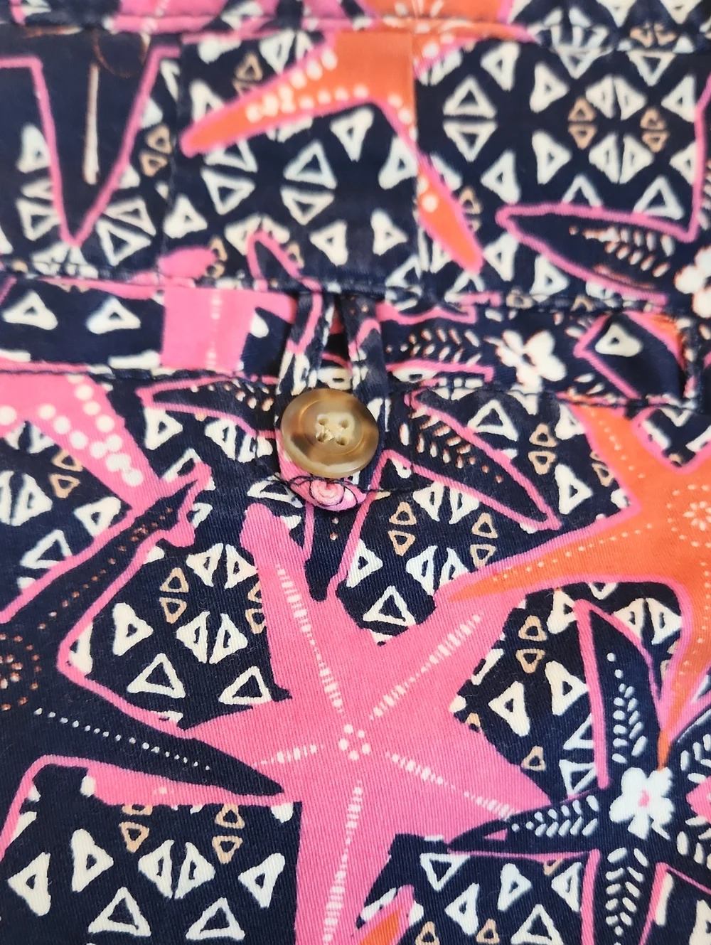 Juniors Shorts - Printed Starfish Shorts - Navy, Pink & Orange